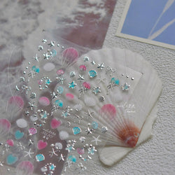 Halo Dyeing Ocean Shell Conch Starfish Pearl Love Heart Bowknot Jellyfish Adhesive Nail Art Stickers Manicure Decals Wholesale (ONLINE ORDER ONLY)