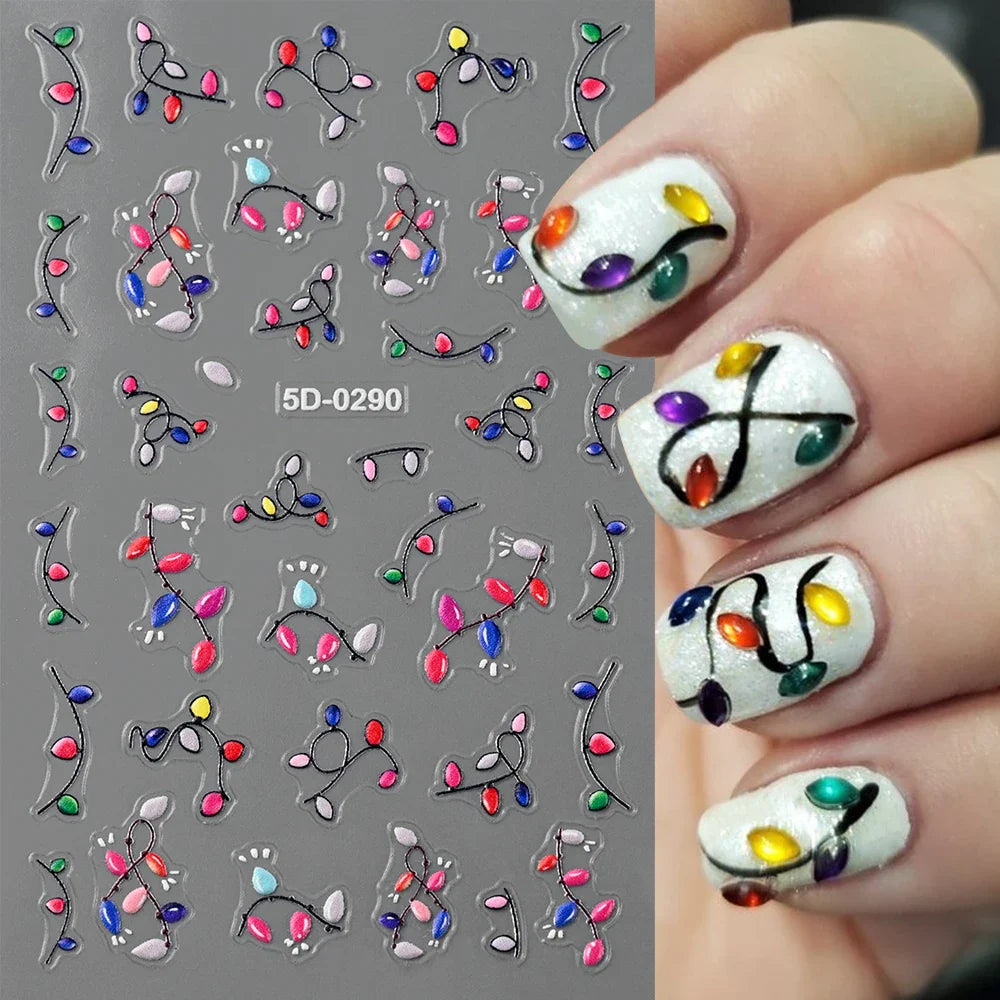 Painting Purple Flower Nail Sticker Daisy Wildflowers Butterfly Gradient Design Decal Geometry Line Charm Foils Manicure Sliders (ONLINE ORDER ONLY)