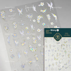 Pretty White Butterfly Flower Wreath Love Heart Crown Corsage Corolla Garland Delicate Adhesive Nail Art Sticker Manicure Decals (ONLINE ORDER ONLY)