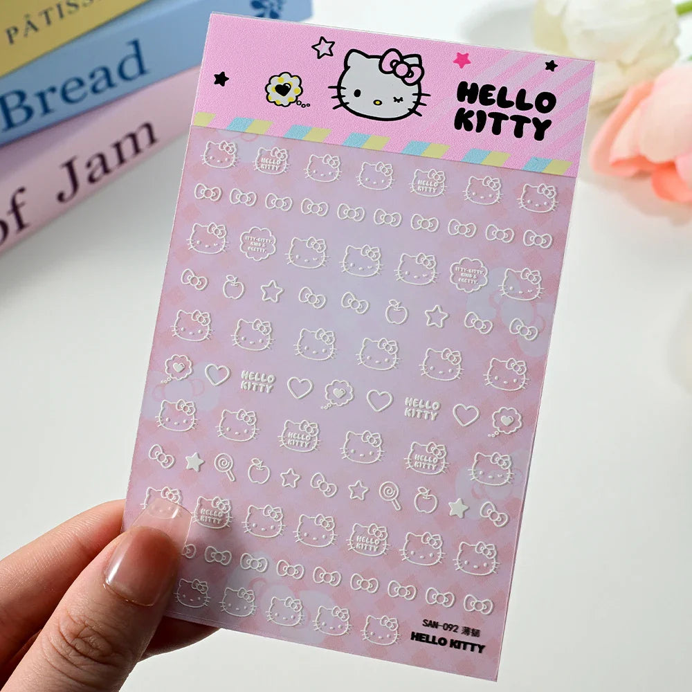 1pc 5D Cartoon Nail Art Stickers Waterproof Matte Finish with Kuromi, Cinnamoroll & Hello Kitty Designs Perfect for DIY Manicure (Online Order Only)