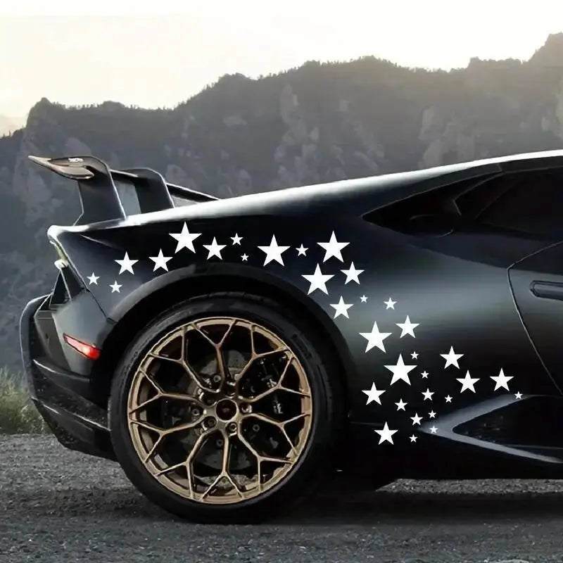 60pcs Five-pointed Star Car Body DIY Stickers Set, Racing Door Side Vinyl Decal Night Run Sport Competition Style Decorative (ONLINE ORDER ONLY)