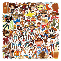 Cowboy Cartoon Sticker Pack: Fridge, Laptop, Luggage, Skateboard, Graffiti (Online Order Only)