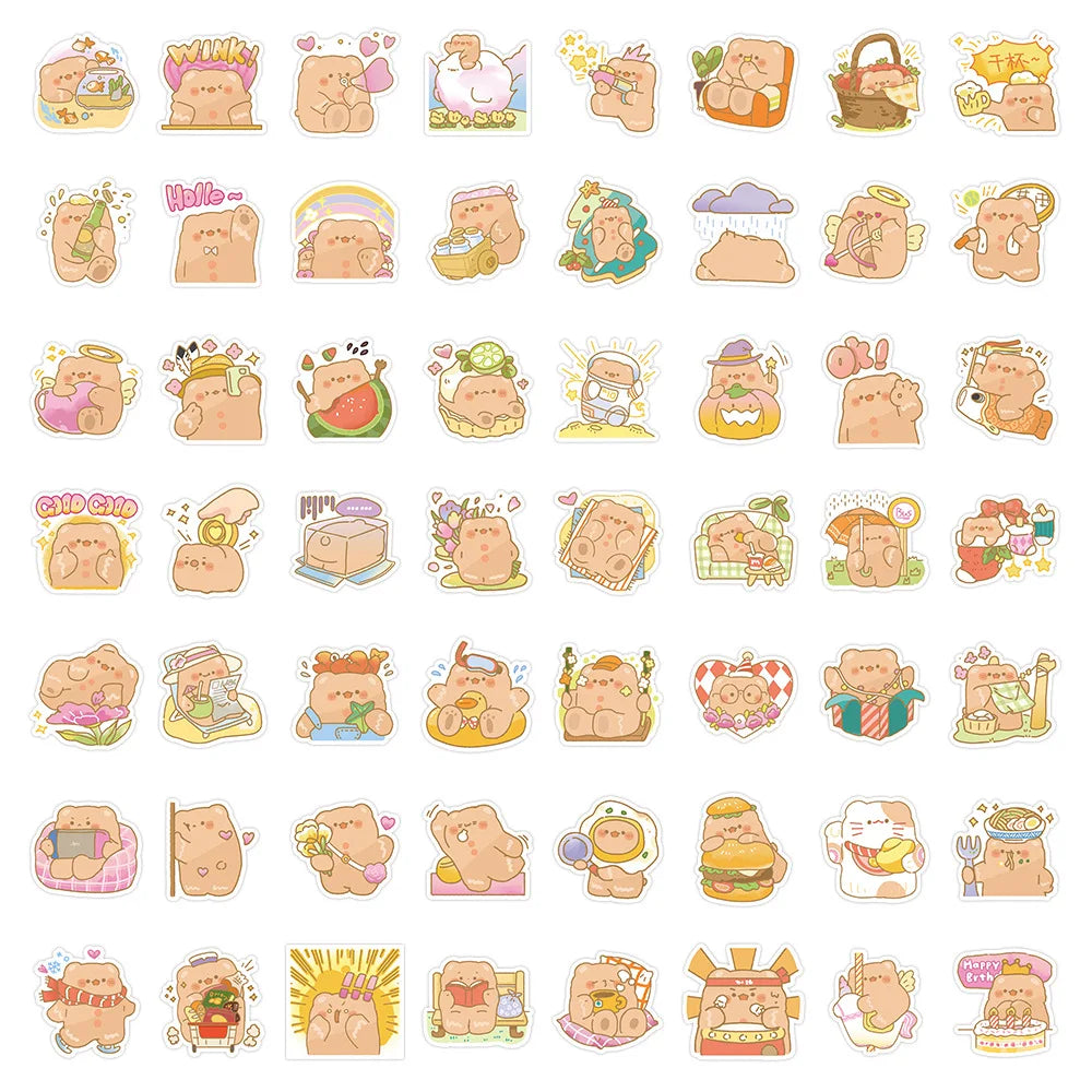 10/30/60/120PCS Cute Bear Cartoon Stickers Toy DIY Skateboard Bike Luggage Suitcase Phone Bike Classic Kids Toy Sticker Decals (Online Order Only)