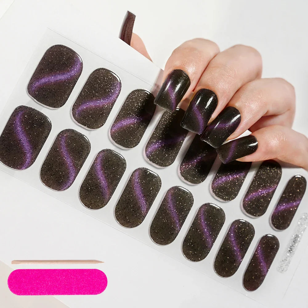 Nude Pink French Semi-Cured Gel Nail Patch Slider Adhesive Waterproof Long Lasting Full Cover Gel Nail Sticker UV Lamp Needed *^ (ONLINE ORDER ONLY)