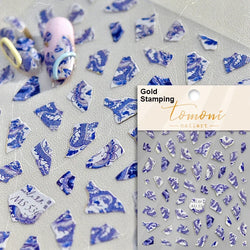 Hot Stamping Colourful Sunflower Starry Night Impressionism Embossment Adhesive Nail Art Sticker Shiny Rhinestone Manicure Decal (Online Order Only)