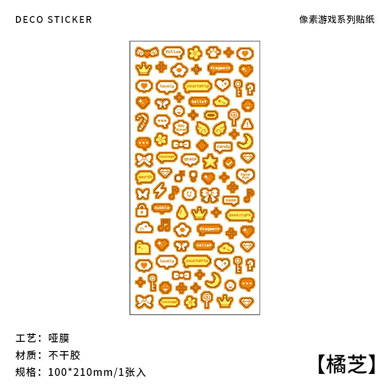Korea Ins Cute Pixel Dialog Series Decorative Sticker Hand Account Idol Card DIY Material Sticker Personalized Kawaii Stationery (ONLINE ORDER ONLY)