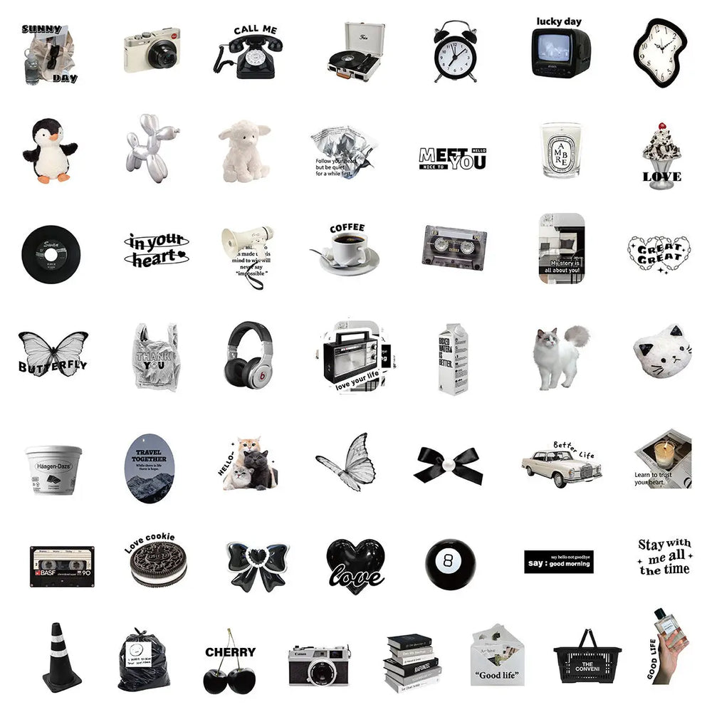 Etori Life 50pcs Cartoon Cute Exquisit Literary Objects Student DIY Laptops, Scrapbooks,Stationery Decoration Stickers (ONLINE ORDER ONLY)
