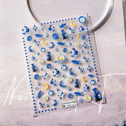 Starlit Sky Star Moon Oil Painting Colour Abstract Planet High Saturation Self Adhesive Nail Art Stickers Dreamy Manicure Decals (ONLINE ORDER ONLY)