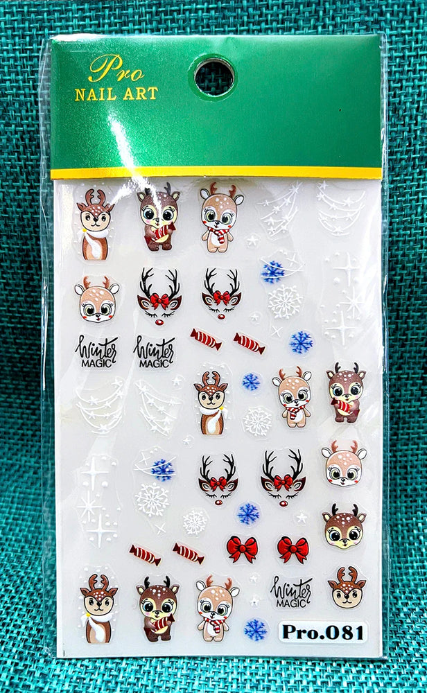 5D Embossed Gingerbread Man Nail Art Sticker Cute Christmas Winter Santa Claus Snowflake Elk Engraved Slider Manicure Decoration (ONLINE ORDER ONLY)