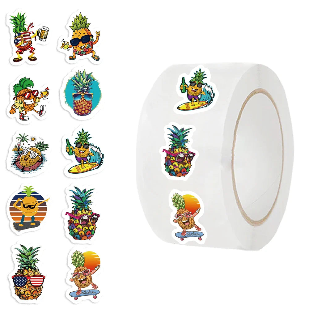 500pcs/roll Fruit Pineapple Sticker Roll For Kids Reward Encourage Sticker For Labels Thank You Sticker Kids Toys (Online Order Only)