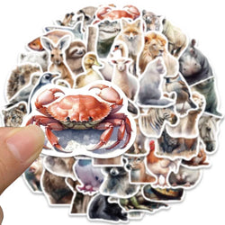 50pcs Cool Aesthetic Wild Animals Stickers Pack Vinyl Laptop Phone Decals Luggage Guitar Bicycle Car Waterproof Graffiti (ONLINE ORDER ONLY)
