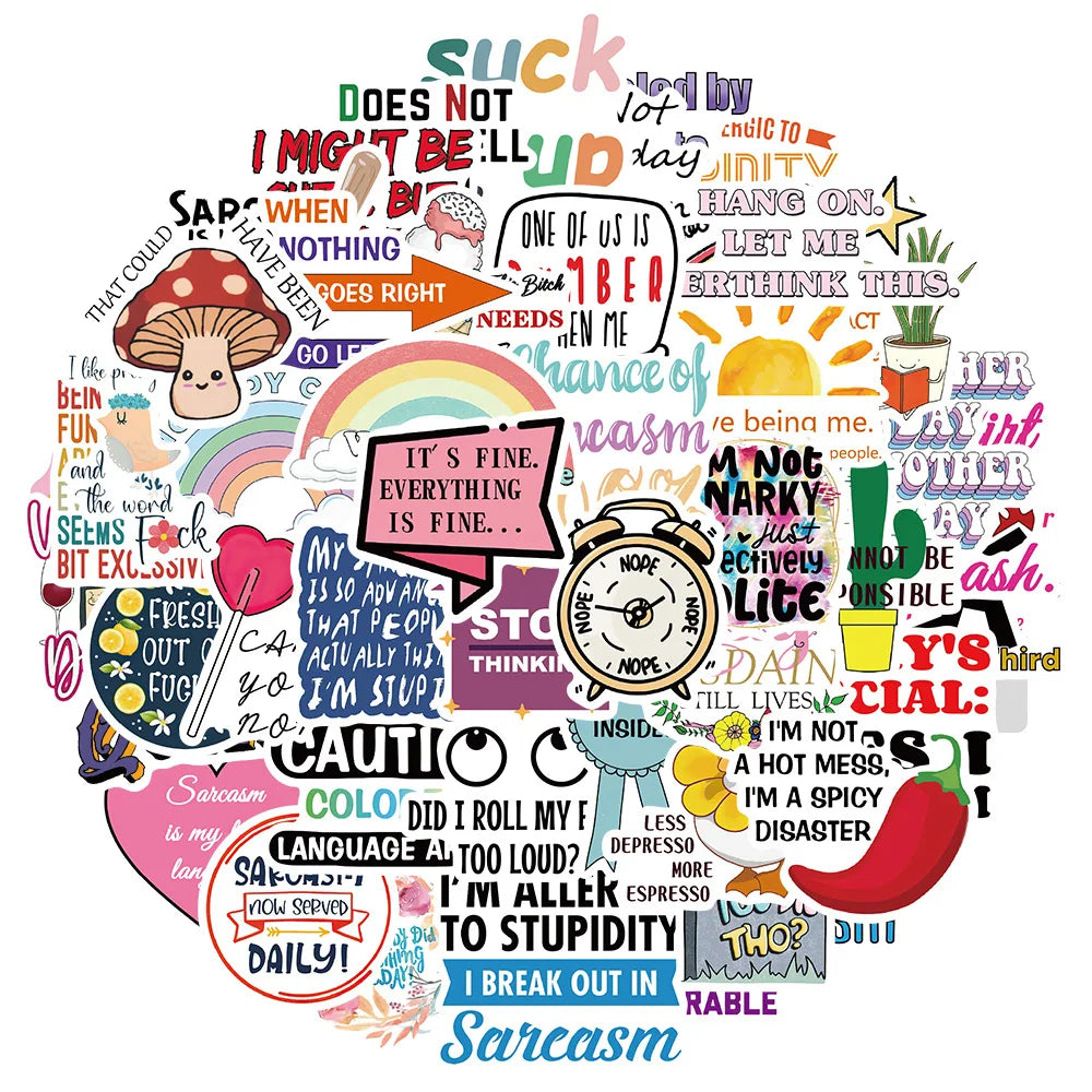 Sarcastic Ridicule Stickers for Suitcase, Skateboard, Laptop, Phone - 10/30/50Pcs Decal Set (ONLINE ORDER ONLY)