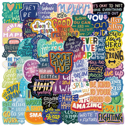 50pcs Funny Cartoon Colorful Motivational Phrases Stickers Inspirational Quotes Stickers For Laptop Luggage Guitar Vinyl Decals (ONLINE ORDER ONLY)