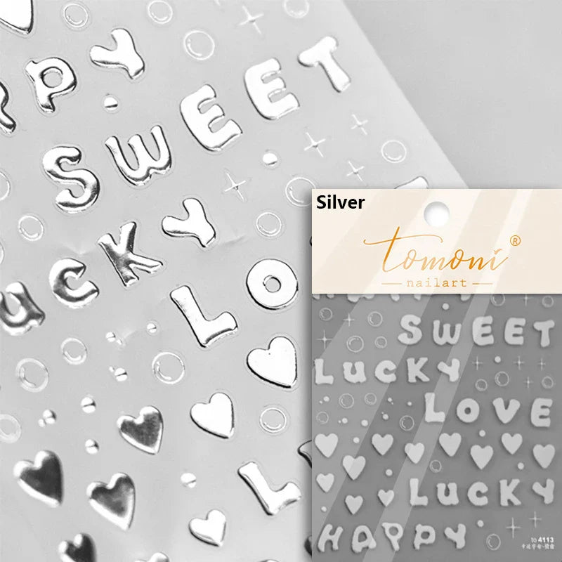 Round Jeans Square Sexy Blue Series Cowboy Lucky Beautiful Letter Self Adhesive Nail Art Sticker Pearl Rhinestone Manicure Decal (ONLINE ORDER ONLY)