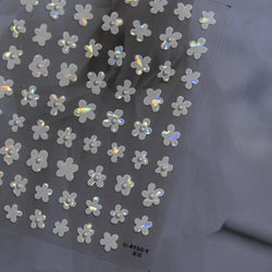 Hot Stamping Laser Silver Pink White Flower Rhinestone Pearl Irregular Petal Adhesive Nail Art Decoration Sticker Manicure Decal (ONLINE ORDER ONLY)