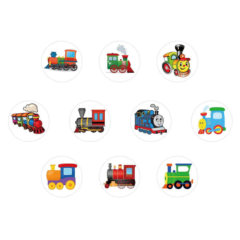 100-500pcs Kids Stickers Train Birthday Party Sticker Traffic Round Reward Sticker For Boys Girls Gift Label Stationery (Online Order Only)