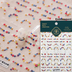 Mini Colourful Flower Black Yellow Petal Wreath 5D Chic Embossed Reliefs Delicate Self Adhesive Nail Art Stickers Manicure Decal (Online Order Only)