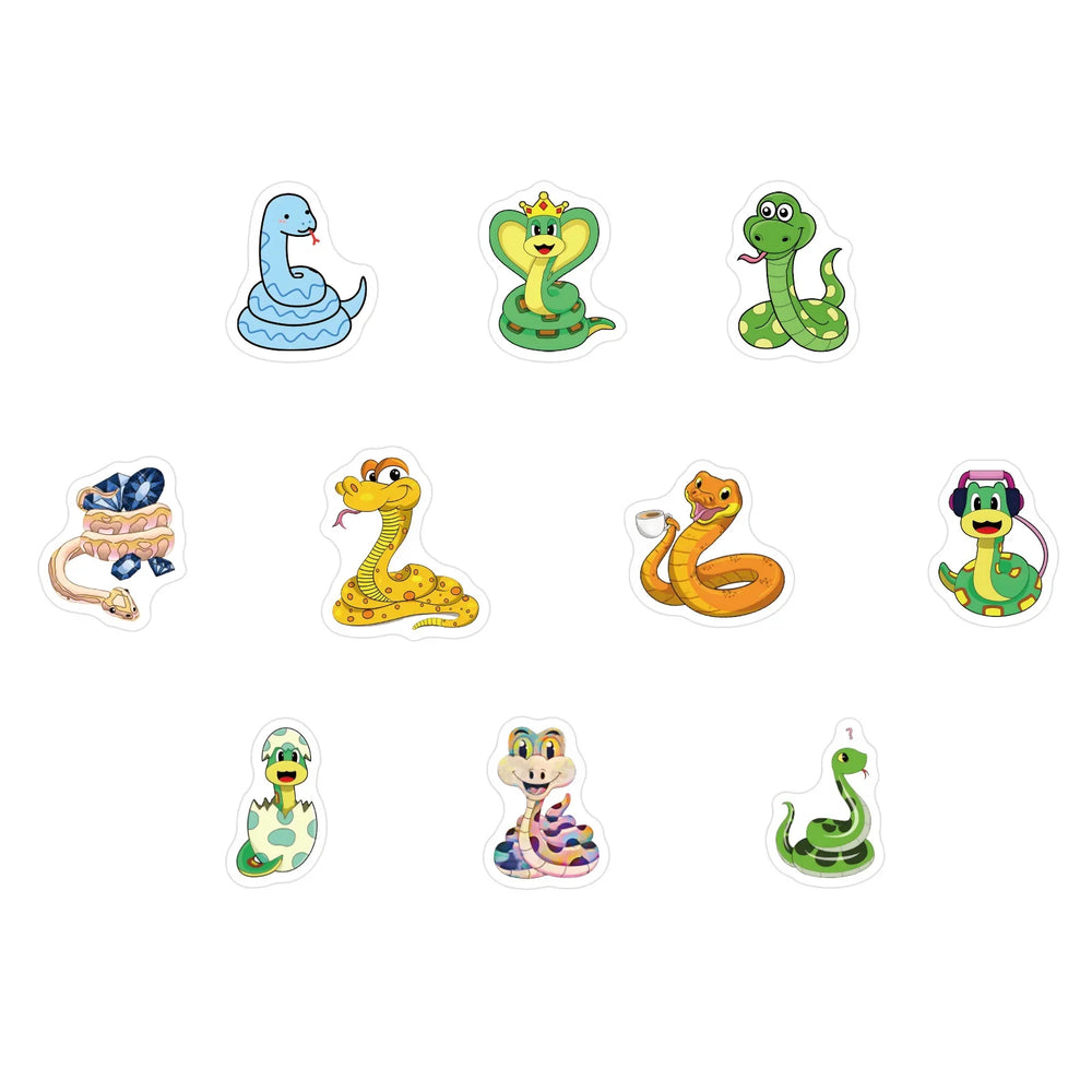 100-500pcs Cute Cartoon Snake Stickers for Laptop Phone Stationery Cup Scrapbook DIY Animals Kids Reward Sealing Label Sticker (ONLINE ORDER ONLY)