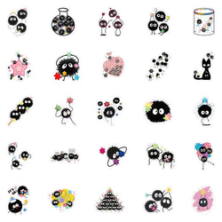 10/30/50PCS Soot Sprites Stickers Cute Elf Cartoon Sticker DIY Decoration Luggage Laptop Phone Guitar Car Bike Sticker Kids Toys (Online Order Only)