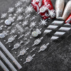 1pc Christmas Nail Sticker 3D Gold Glitter Snowflake Elk Penguin Bells Design Adhesive Nail Slider Decals Winter Manicure Decor* (Online Order Only)