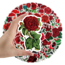 Red Rose Stickers 10/30/50/100PCS Romantic Flower Decals DIY Scrapbook Laptop Bike (Online Order Only)