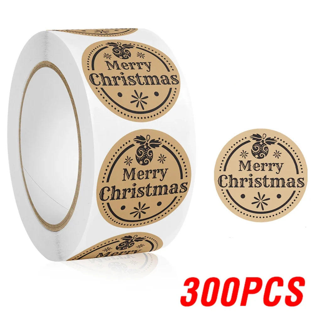 100-500pcs Merry Christmas Santa Claus Labels Stickers for Gift Package Card Envelope Wrapping Party Baking Small Business (Online Order Only)