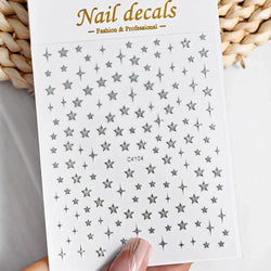 1 Sheet Star Nail Art Stickers 3d Self Adhesive Nail Decals Black White Golden Silver Color Star Design Nail Supplies Accessory (ONLINE ORDER ONLY)