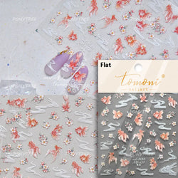 Lotus Leaf Brocaded Carp Koi Playing Goldfish Cavort Ripple Droplet Water Bubbles Self Adhesive Nail Art Stickers Manicure Decal (Online Order Only)