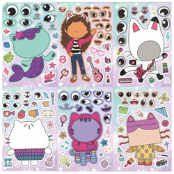 6/12Sheets Gabby's Dollhouse Make A Face Puzzle Stickers Kids Make Your Own DIY Game Children Cartoon Jigsaw Education Toys Gift (Online Order Only)
