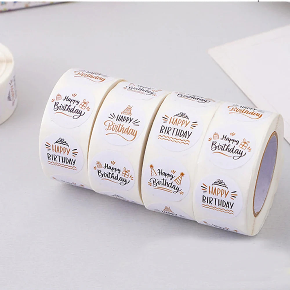 100-500pcs Cute Happy birthday Stickers for Gift Wrapping Decoration Envelope Sealing Label Kids toys Stationery Stickers 1inch (ONLINE ORDER ONLY)