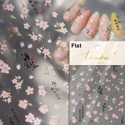 Charming Dreamy Shiny Jelly Blue Gradient Lily Flowers Rose Petal White Dot Chinese Colorful Nail Art Stickers Manicure Decals (ONLINE ORDER ONLY)