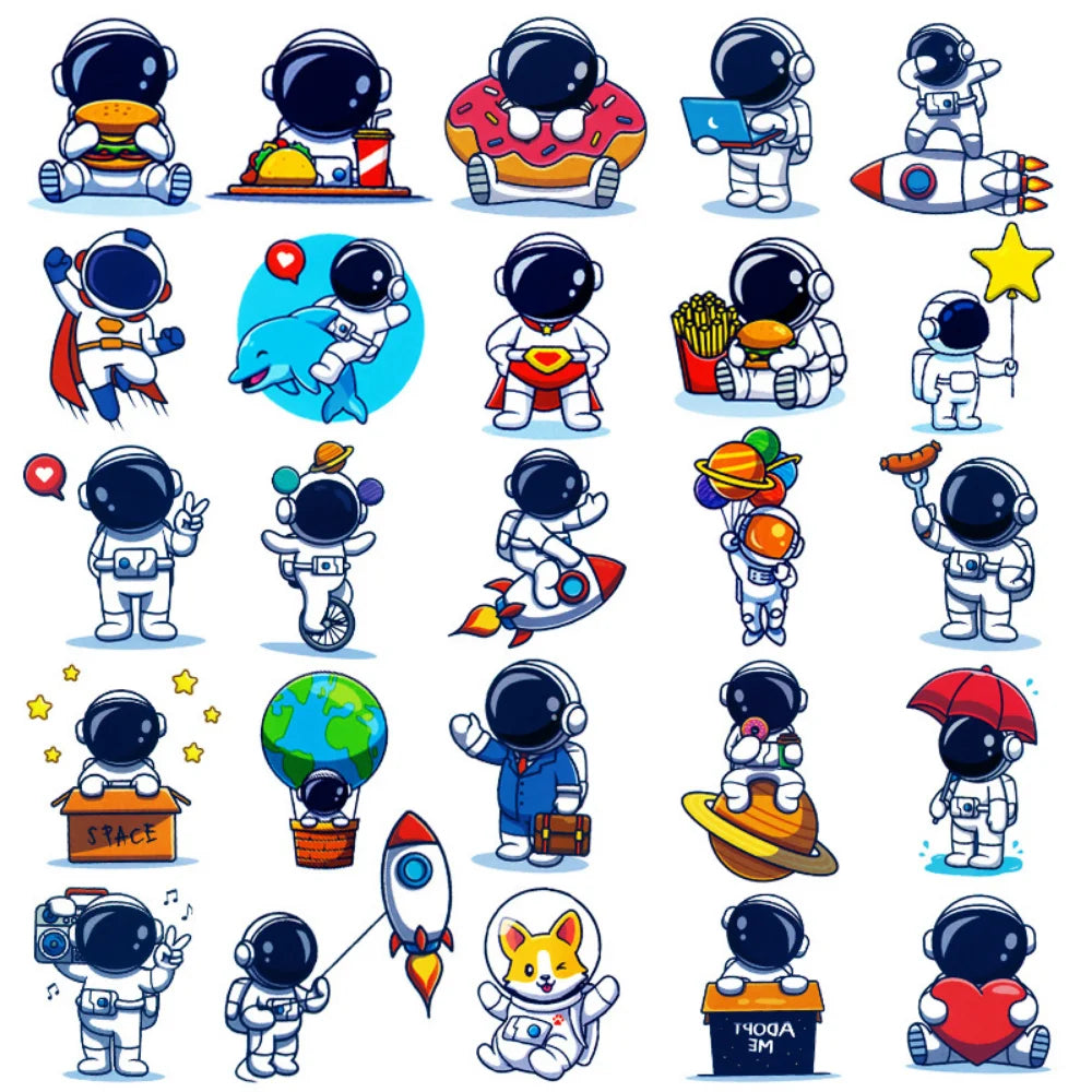 10/50PCS Universe Outer Space Stickers Rockets Alien Astronaut for Laptop Skateboard Phone Guitar Kids Cartoon Sticker Decal Toy (Online Order Only)