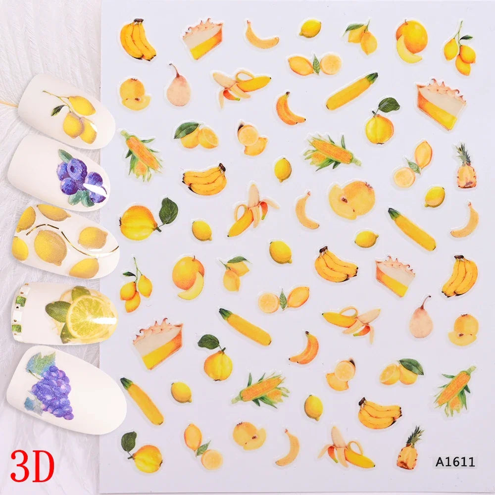 1Pc Sweet Cute Fresh Red Cherry Pattern Nail Stickers Self Adhesive Fruit Design Decals Women & Girls Homemade Manicure Supplies (ONLINE ORDER ONLY)