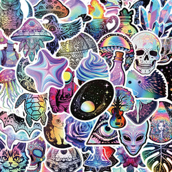 Cool Cartoon Laser Stickers Gothic Decals for Laptop Luggage Phone Car Skateboard Aesthetic 10/30/50pcs (ONLINE ORDER ONLY)