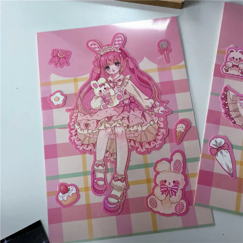 Korean Cute Maid Devil Angel Girl Stickers Scrapbooking DIY Album Decoration Sticker Aesthetic Personalized Kawaii Stationery (ONLINE ORDER ONLY)