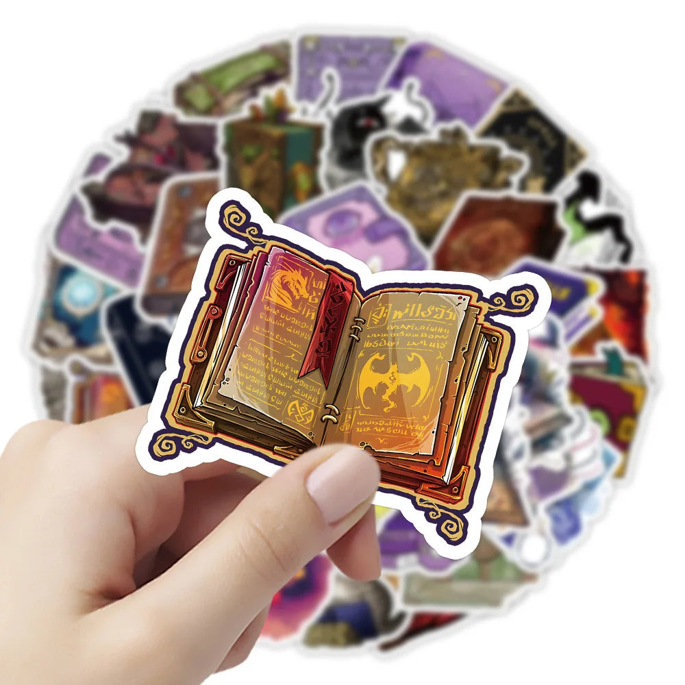 10/30/50PCS Vintage Cartoon Magic Book Stickers Aesthetic Motorcycle Skateboard Laptop Phone Decals DIY Waterproof Graffiti Toys (Online Order Only)