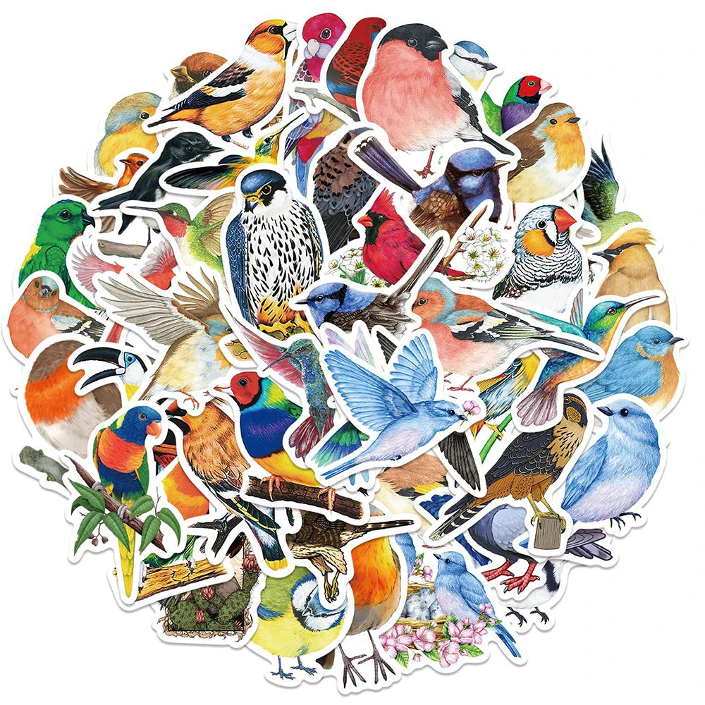 Watercolor Bird Cartoon Stickers 10/30/50PCS for Laptop, Skateboard, Suitcase, Guitar (Online Order Only)
