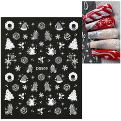 1pc Christmas Nail Sticker 3D Gold Glitter Snowflake Elk Penguin Bells Design Adhesive Nail Slider Decals Winter Manicure Decor* (Online Order Only)
