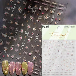Painting Sketch Tulip Daisy Willows Scenery Daisy Colorful Flowers Sun Star Butterfly Wicker 3D Nail Art Stickers Manicure Decal (ONLINE ORDER ONLY)