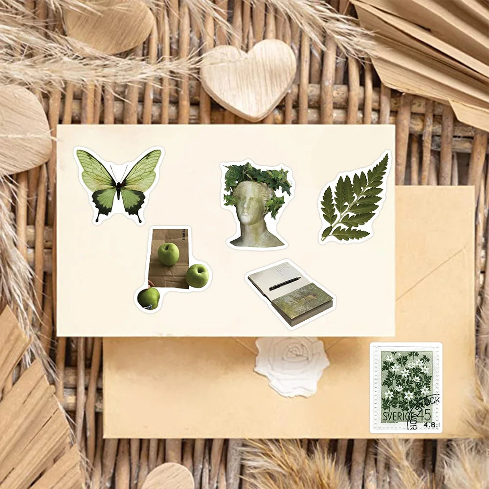 10/30/62PCS Cartoon Plant Ins Style Green Stickers Aesthetic Decals DIY Notebook Skateboard Phone Fridge Guitar Kids Sticker Toy (ONLINE ORDER ONLY)