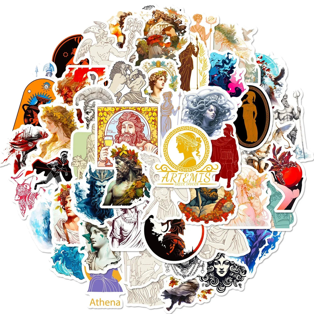 10/50pcs Cool Ancient Greek Mythology Stickers Aesthetic Character Decals DIY Stationery Phone Luggage Car Waterproof Sticker (ONLINE ORDER ONLY)
