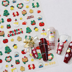 Snowman Apple Stars Gift Bell Snowflake Christmas Tree 3D Jelly Self Adhesive Nail Art Stickers Santa Claus Xmas Manicure Decals (ONLINE ORDER ONLY)