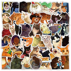 Cute Cat Stickers Pack for Water Bottle, Laptop, Skateboard, Scrapbook, Car, Kids Toys (ONLINE ORDER ONLY)