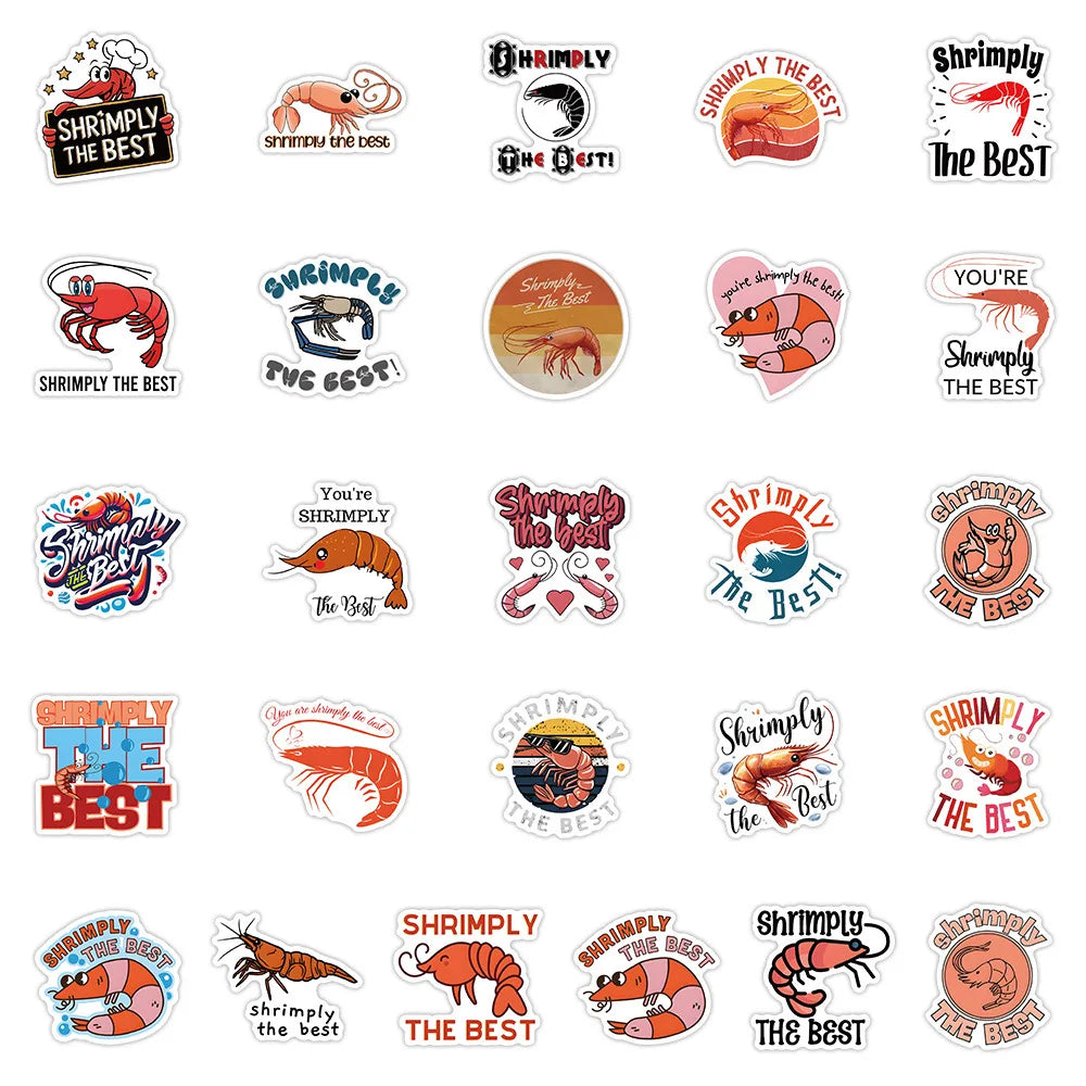 10/30/53PCS Lobster Graffiti Stickers Funny Animal Cartoon Sticker Lobster Meme DIY Fridge Luggage Laptop Phone Guitar Car Bike (ONLINE ORDER ONLY)