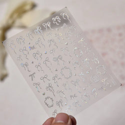 Colourful Tender Bowknot Embossment Shiny Tie Delicate Elegant 3D 5D Self Adhesive Nail Art Stickers Rhinestone Manicure Decals (ONLINE ORDER ONLY)