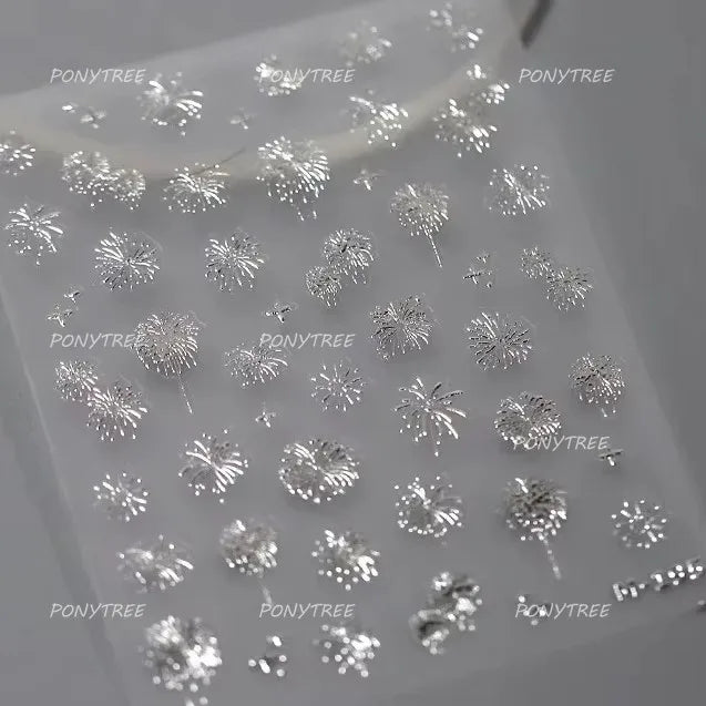 Colorful Fireworks Blooming Castle Romantic Brilliant Sky Self Adhesive Nail Art Stickers Star Shiny Rhinestone Manicure Decals (Online Order Only)