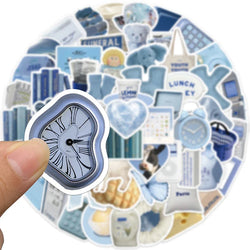 10/30/60PCS Cute Blue INS Sticker Aesthetic Sketchbook PVC Laptop Diary Decoration Scrapbooking School Stationery Supply for Kid (ONLINE ORDER ONLY)