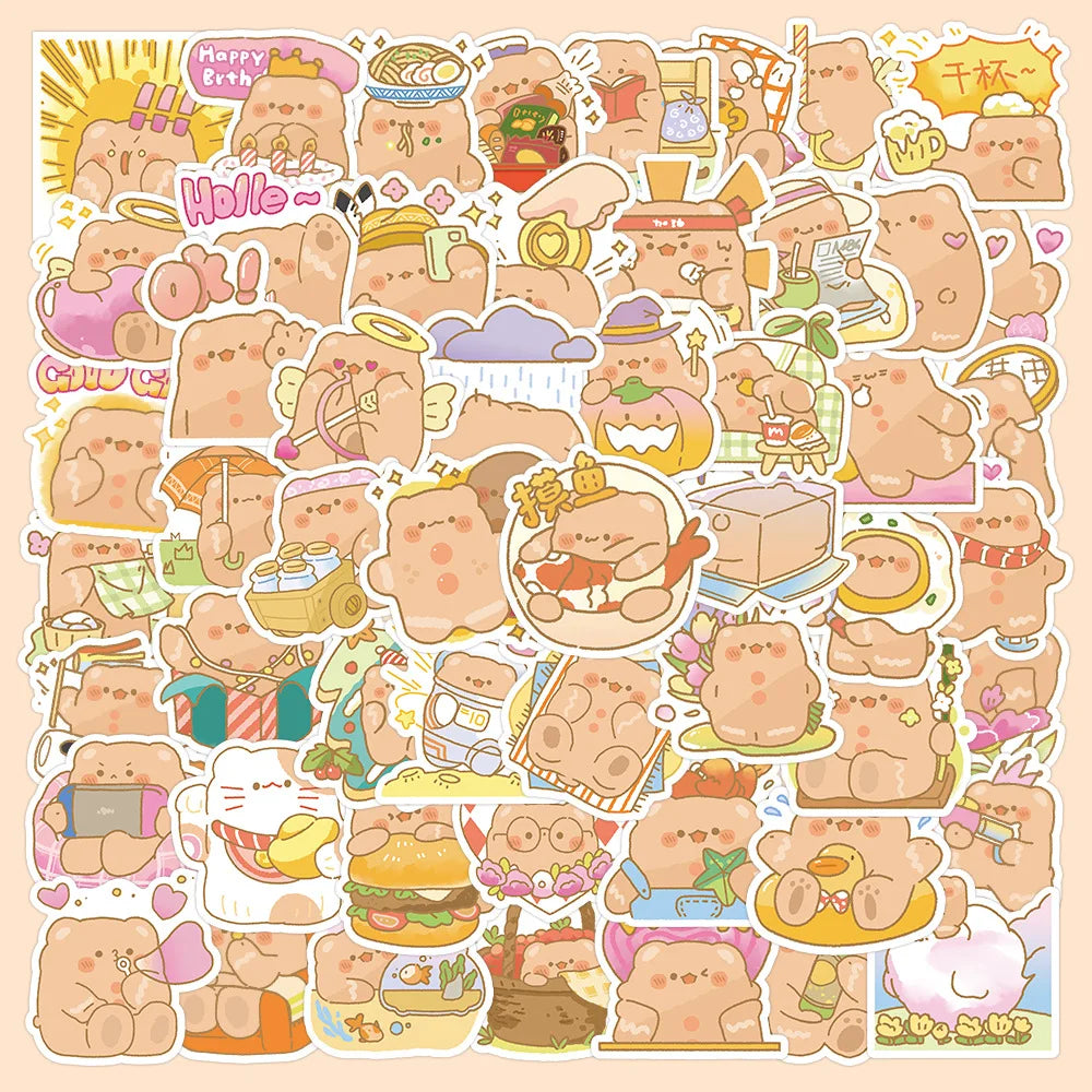 10/30/60/120PCS Cute Bear Cartoon Stickers Toy DIY Skateboard Bike Luggage Suitcase Phone Bike Classic Kids Toy Sticker Decals (Online Order Only)