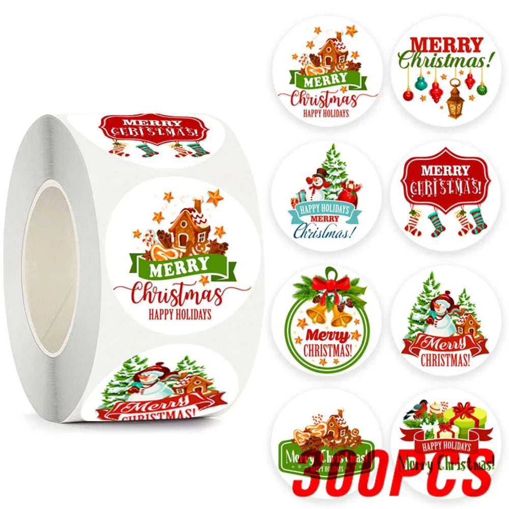 100-500pcs Merry Christmas Santa Claus Labels Stickers for Gift Package Card Envelope Wrapping Party Baking Small Business (Online Order Only)