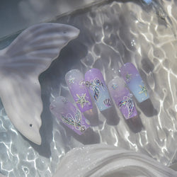Romantic Mermaid Tail Water Bubbles Seahorse Shell Starfish Coral Pearl Pendant Self Adhesive Nail Art Stickers Manicure Decals (Online Order Only)